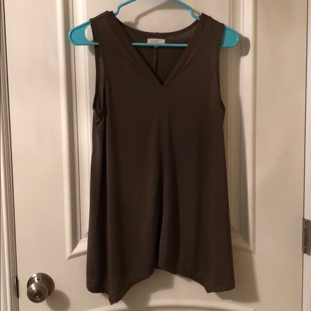 cupid v-neck olive green tank top